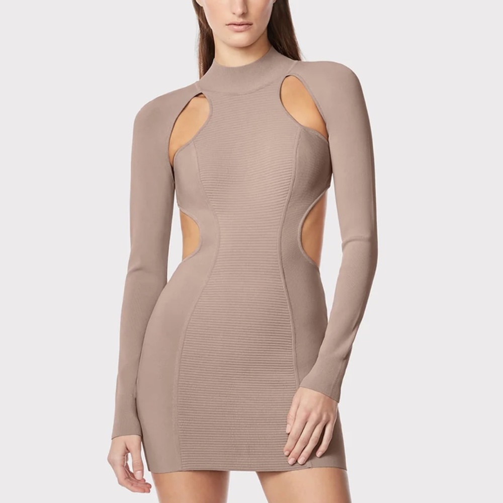 NWT HERVE LEGER DRESS IN NUDE COLOR SIZE SMALL
